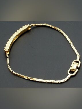 Christian Dior Gold Plated Crystals Embroider CD Closure Bracelet Stamped!